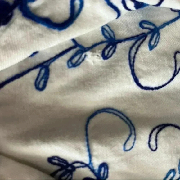 ❤️2/$50❤️[S] April Cornell Blue Embroidered White Cotton Tunic Dress Blouse - Picture 11 of 11